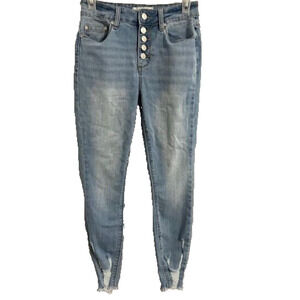 Ban Jara Womens Blue Tapered Raw Hem High Rise Juniors Size 3/25